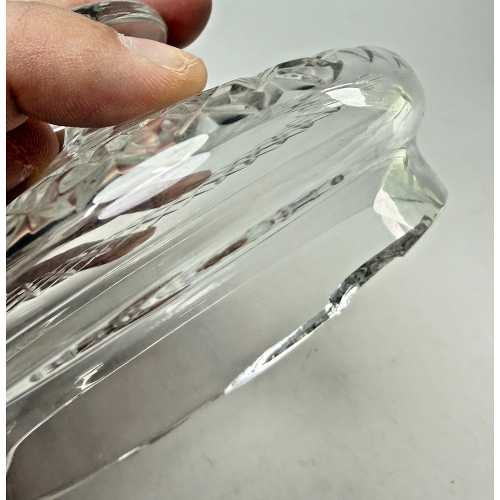 Irish Cavan Crystal Signed Footed Candy Dish w/ Lid Criss Cross Pattern Ireland - Picture 4 of 9